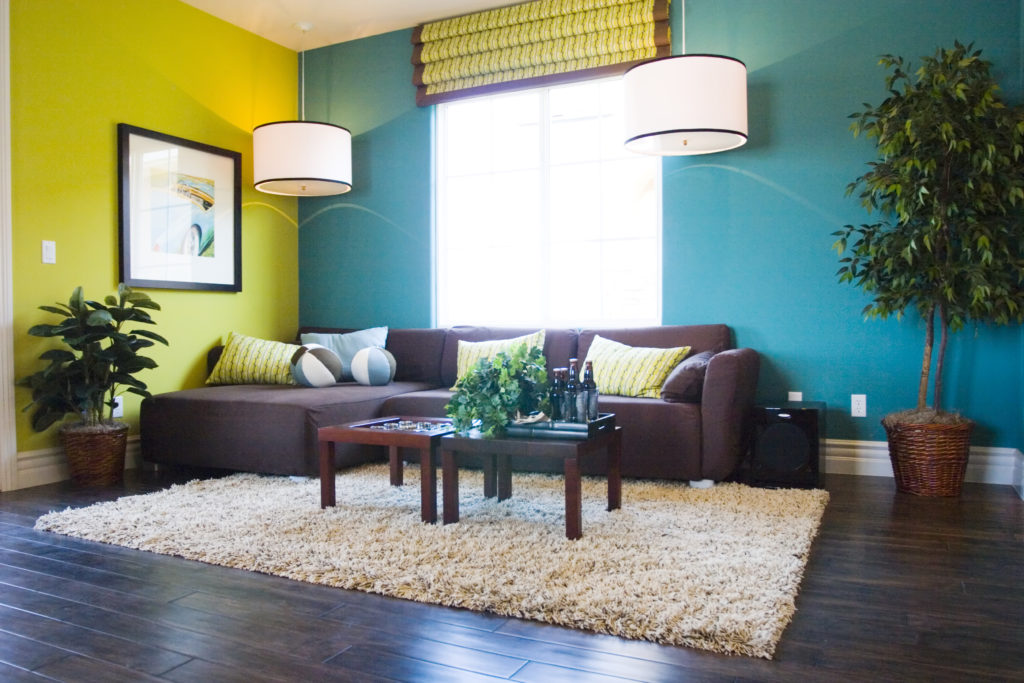modern living room with accent walls