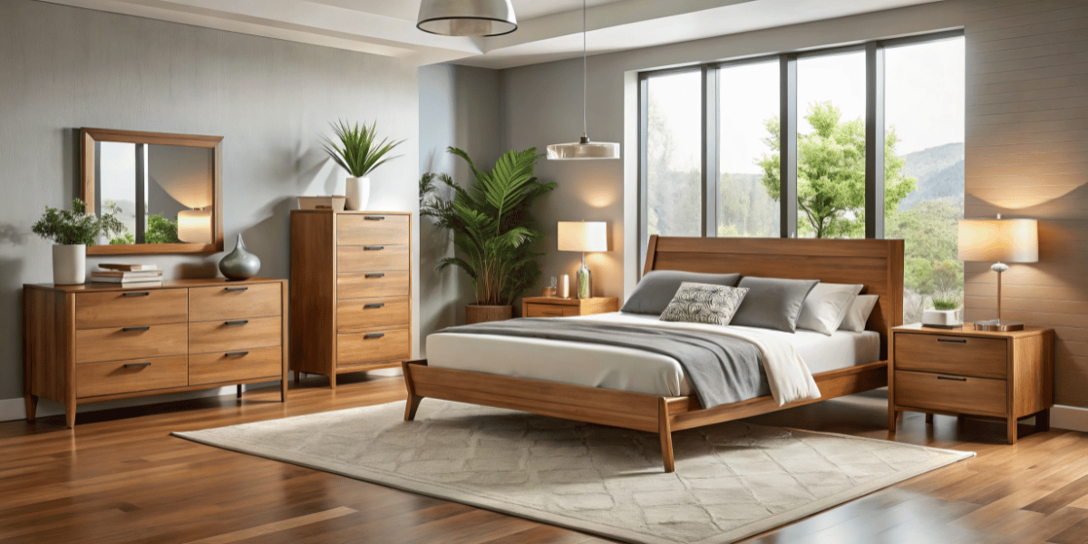 A matching bedroom furniture set